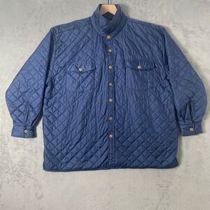 Vintage Quilted Barn Jacket Mens XL Navy Blue Flannel Lined Classic Rugged